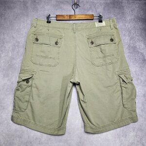 Lucky Brand Cargo Shorts Mens 38 Utility Pockets Classic Casual Green Tan Cotton